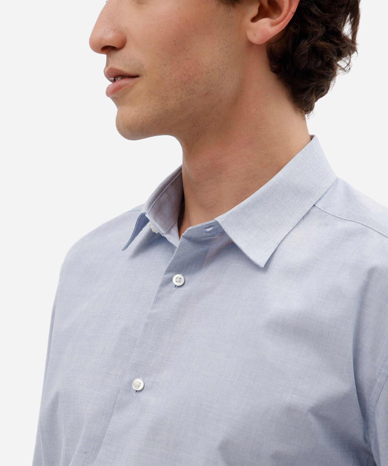 camisa masculina com algodão manga longa azul
