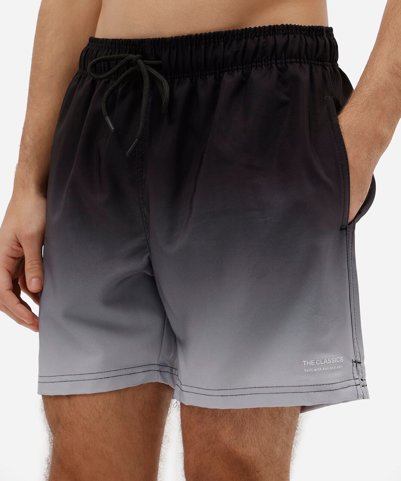 short masculino cós elástico degradê preto