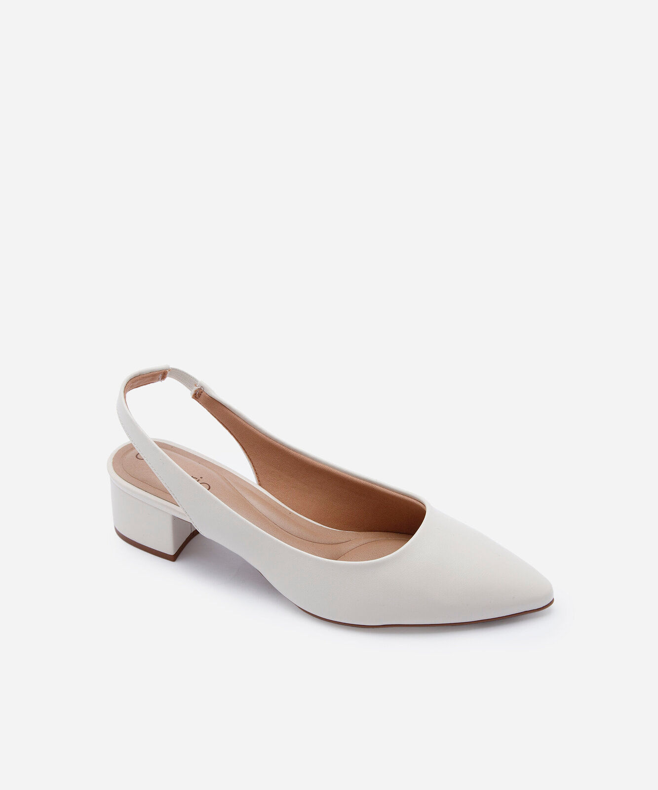 scarpin slingback bico fino salto grosso beira rio  off white