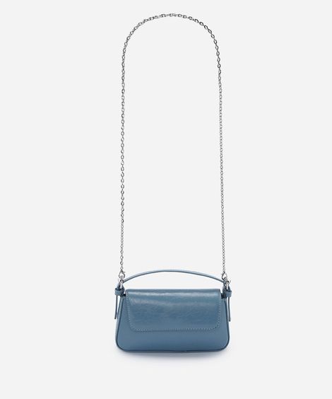 bolsa transversal estruturada com alça de corrente azul