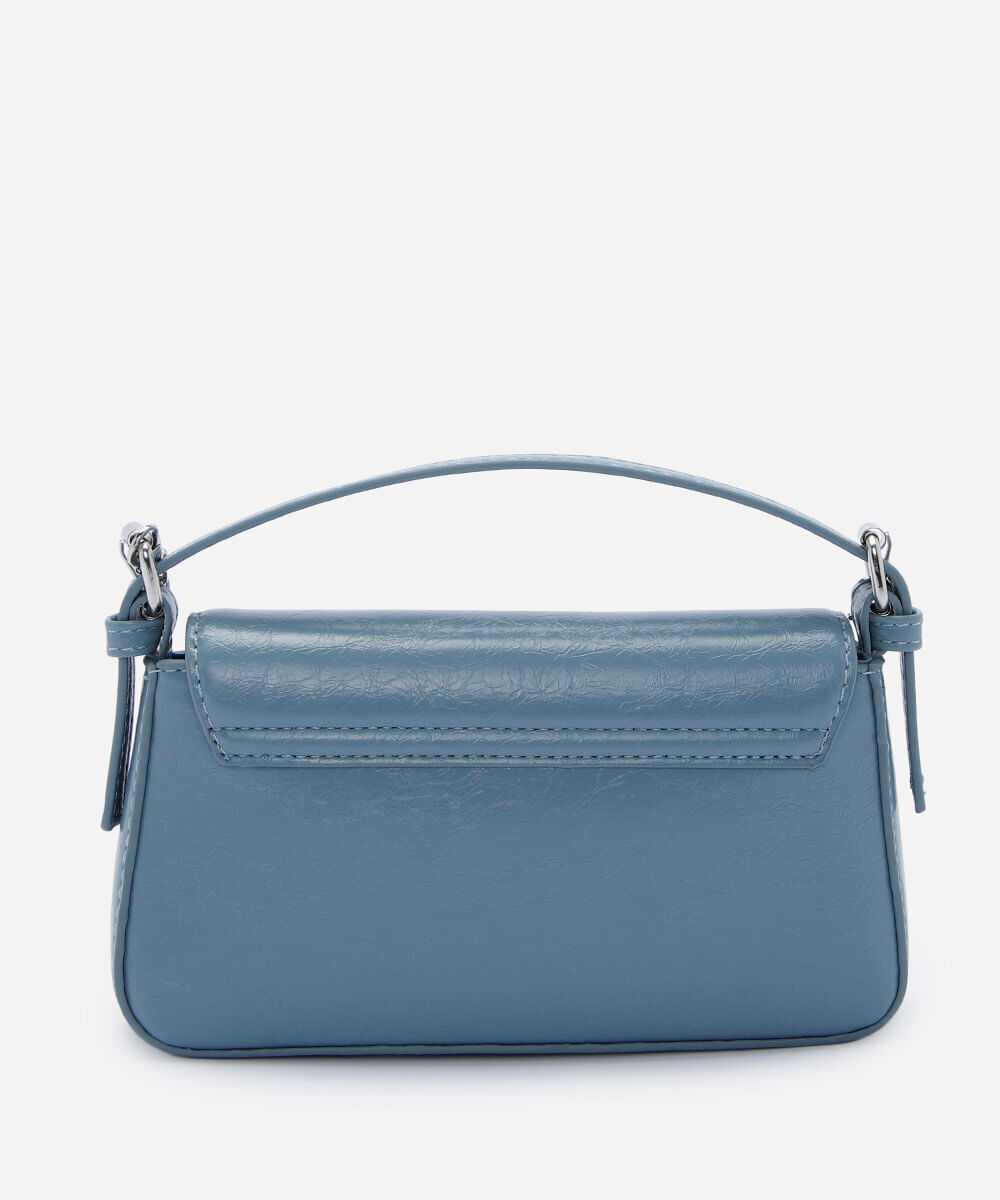 bolsa transversal estruturada com alça de corrente azul