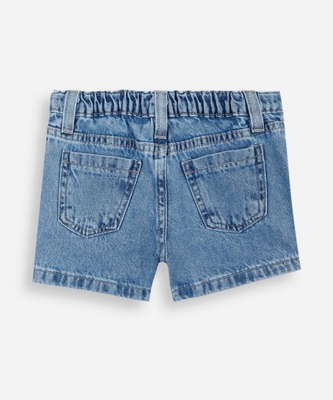short saia infantil jeans azul