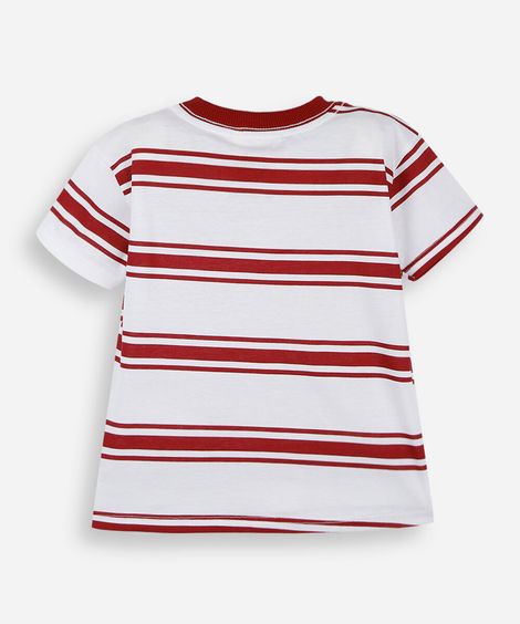 camiseta infantil de algodão manga curta patrulha canina listrada off white