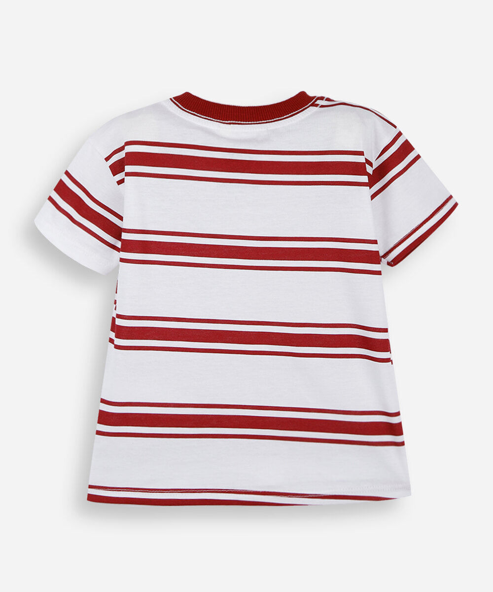 camiseta infantil de algodão manga curta patrulha canina listrada off white