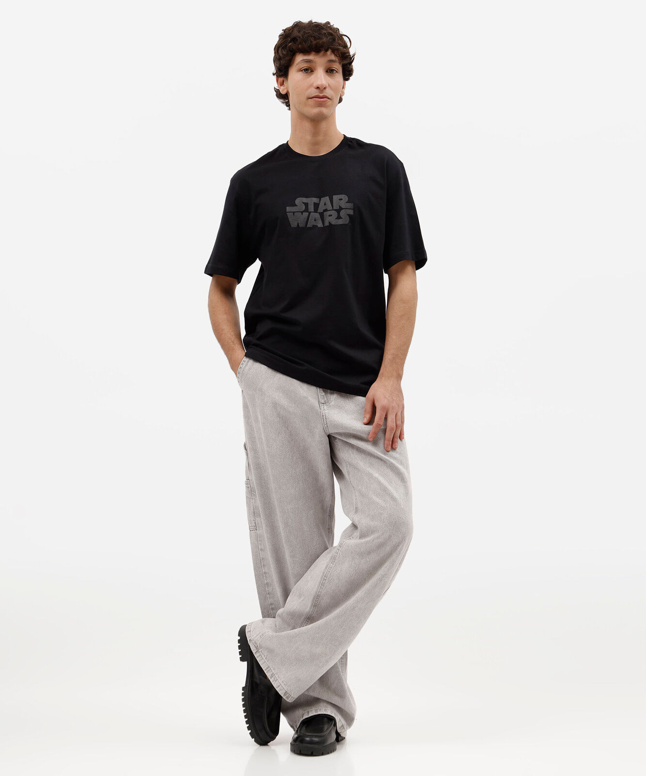 camiseta masculina de algodão manga curta star wars preta