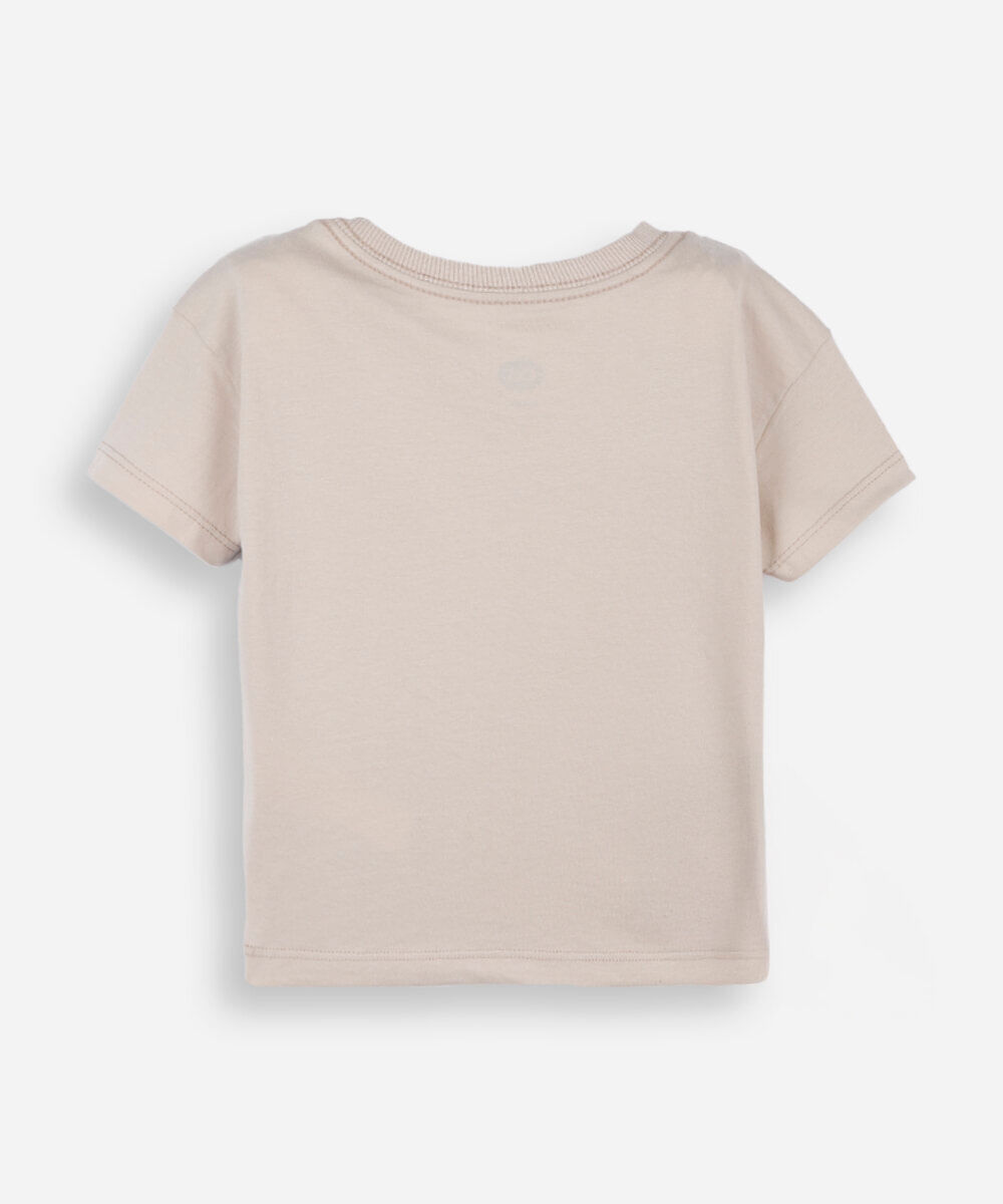 camiseta infantil de algodão manga curta elefante bege