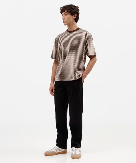 calça relaxed masculina de sarja cós elástico preta