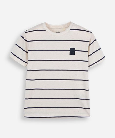 camiseta infantil com linho listrada azul