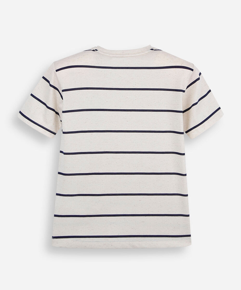 camiseta infantil com linho listrada azul