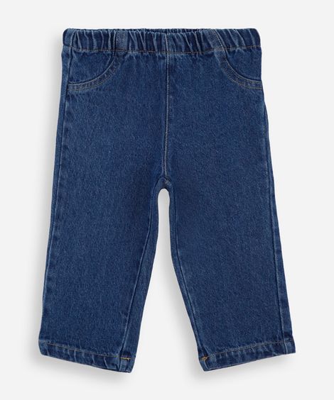 calça balloon infantil jeans cós elástico azul