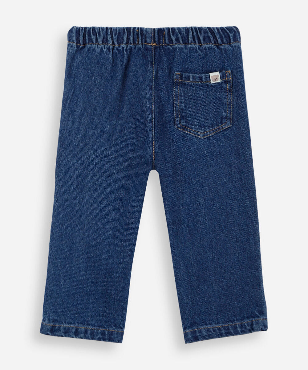 calça balloon infantil jeans cós elástico azul