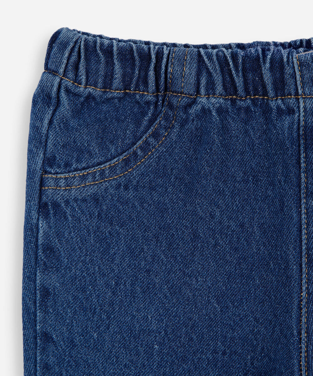 calça balloon infantil jeans cós elástico azul