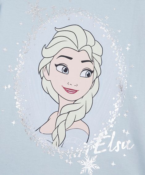 blusa infantil de algodão manga curta frozen azul