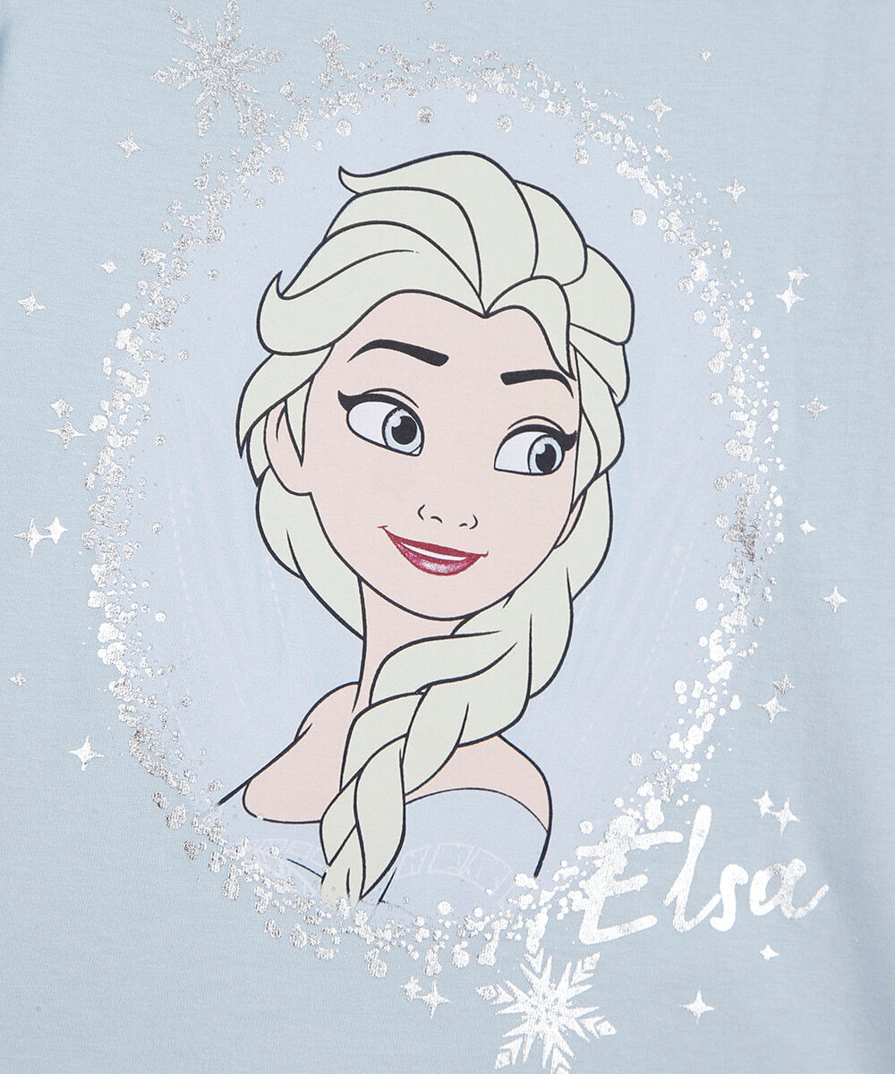 blusa infantil de algodão manga curta frozen azul
