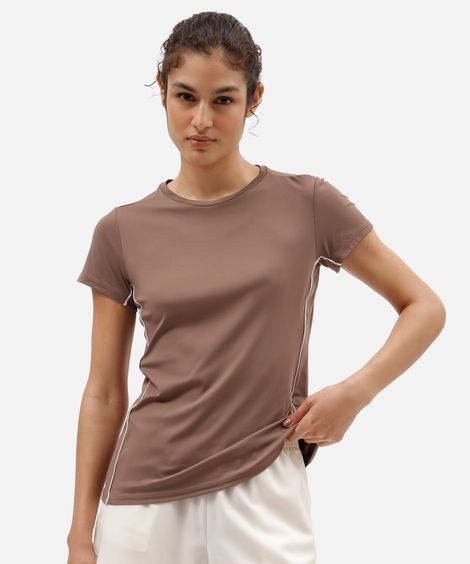blusa feminina com recorte esportiva bege