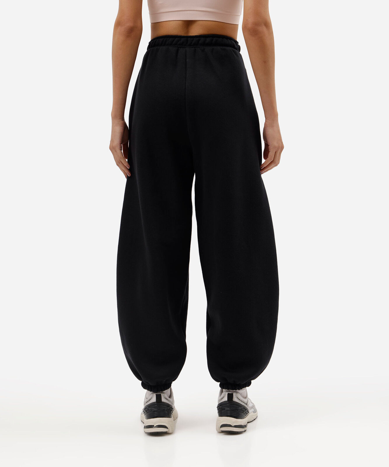 calça barrel feminina de moletom esportiva preta