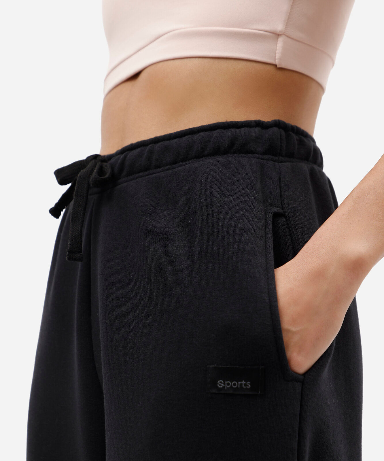 calça barrel feminina de moletom esportiva preta