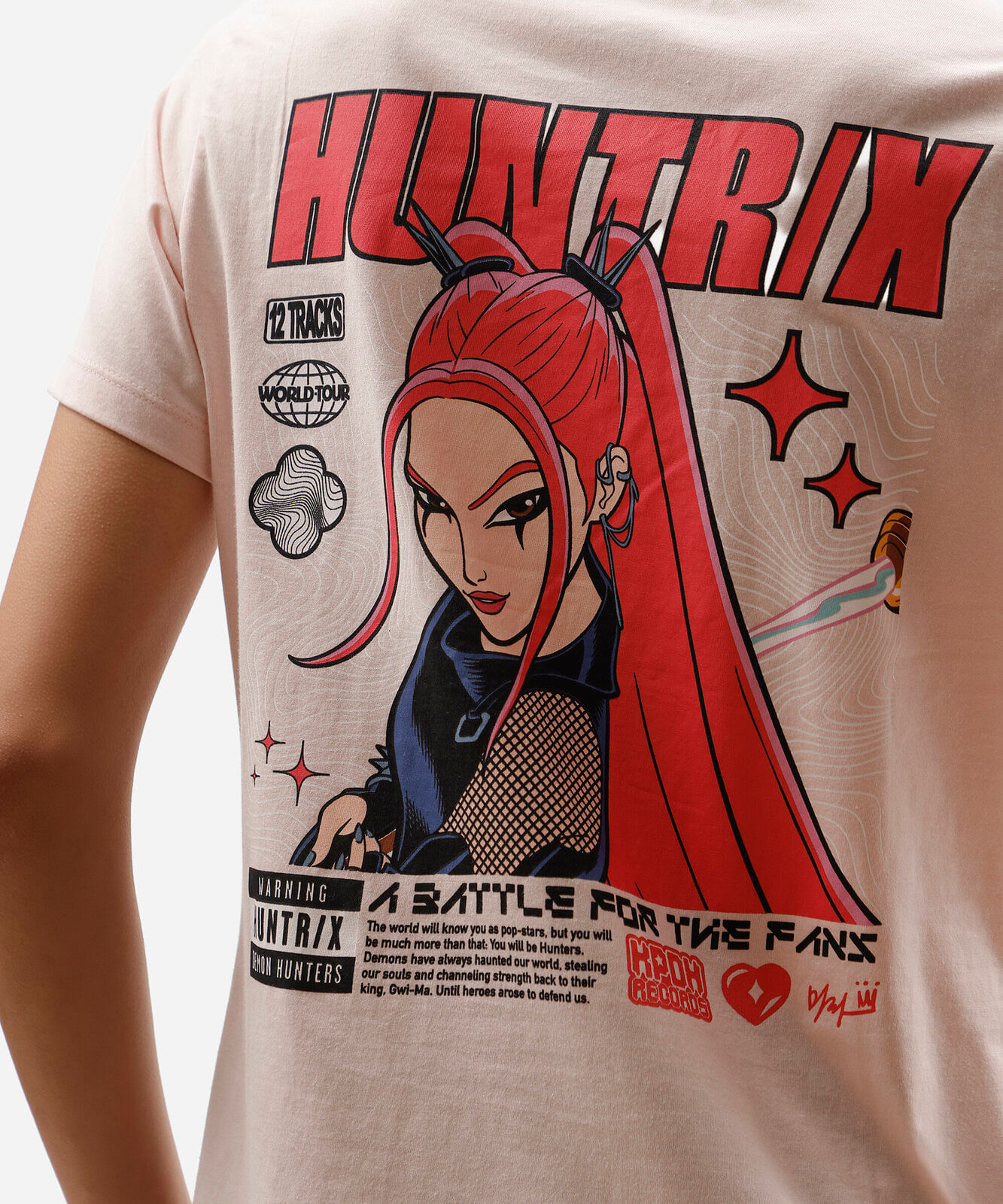 camiseta feminina de algodão manga curta guerreiras do kpop rosa