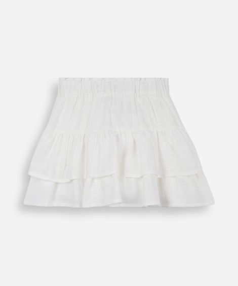 short saia infantil com babado off white