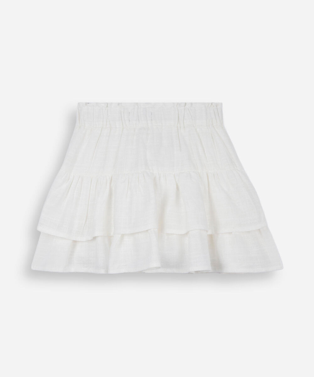 short saia infantil com babado off white