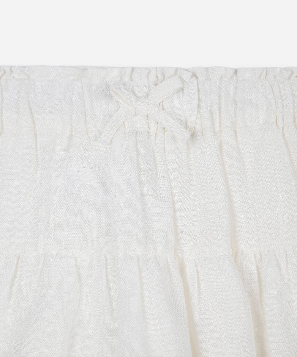 short saia infantil com babado off white