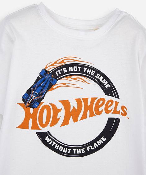 camiseta infantil de algodão manga curta hot wheels com brinde off white