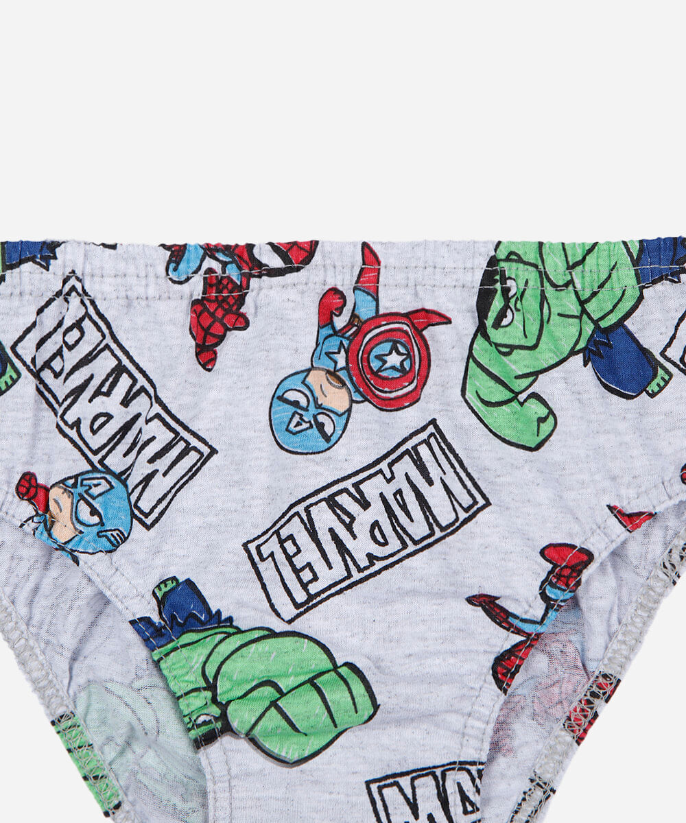 kit de 5 cuecas slip infantil de algodão os vingadores colorido