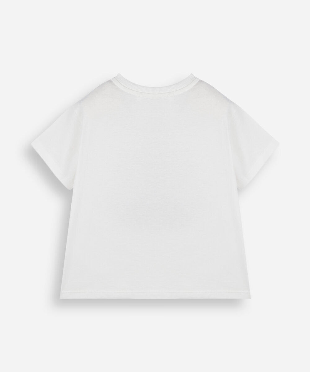 camiseta infantil de algodão manga curta dos rosa off white