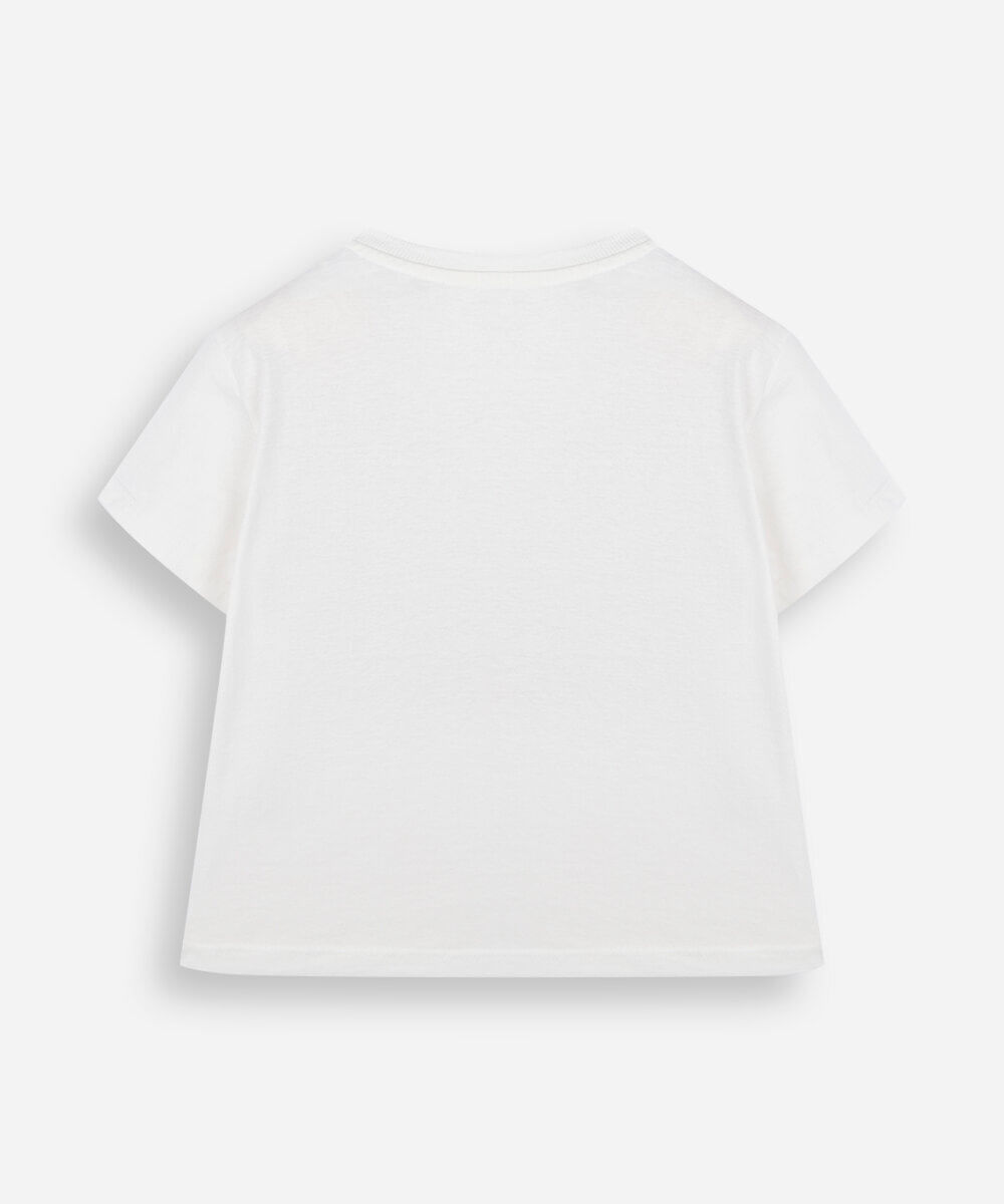camiseta infantil de algodão manga curta dos rosa off white