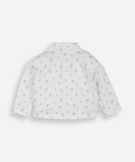 jaqueta infantil de sarja floral off white