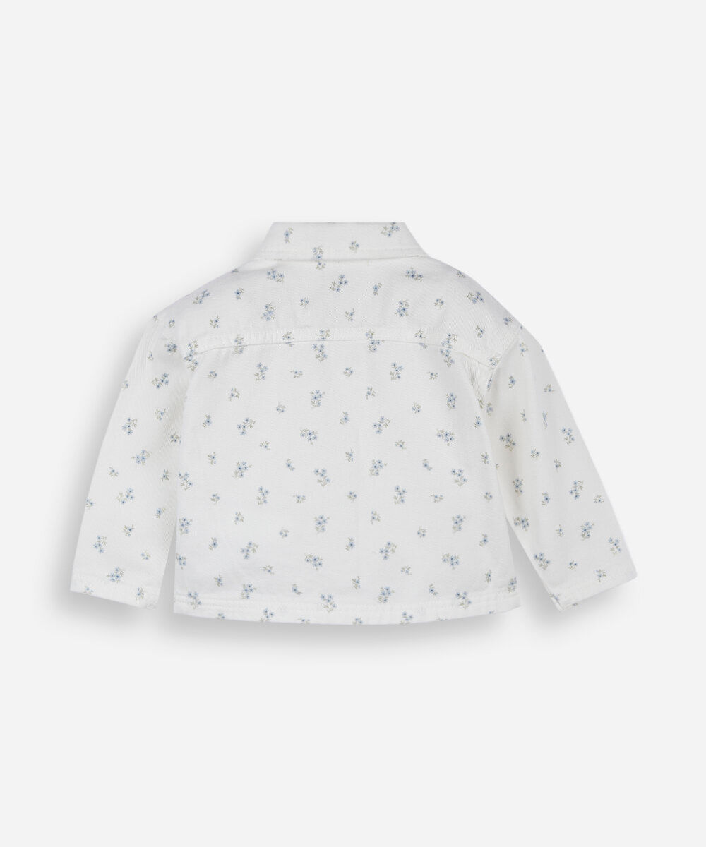 jaqueta infantil de sarja floral off white