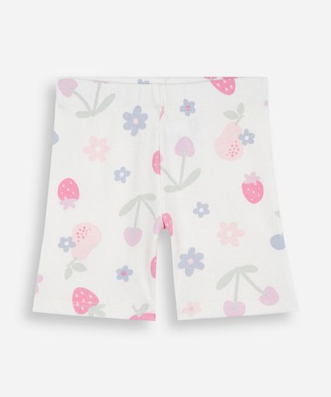 short ciclista infantil de algodão floral colorido