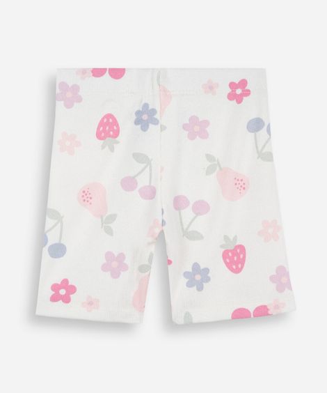 short ciclista infantil de algodão floral colorido