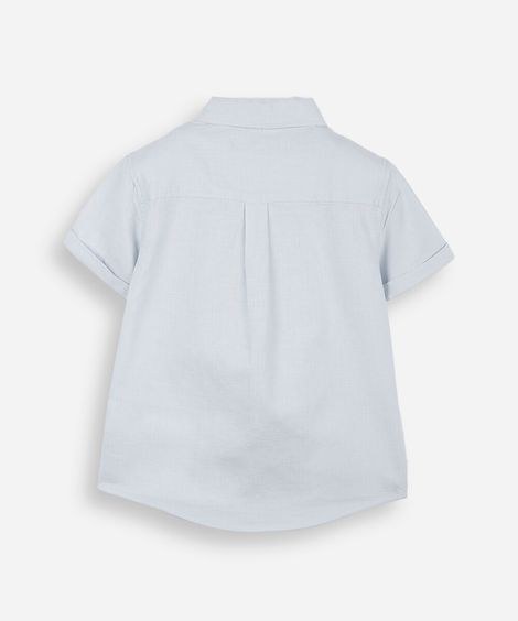 camisa de algodão infantil manga curta com bolso azul