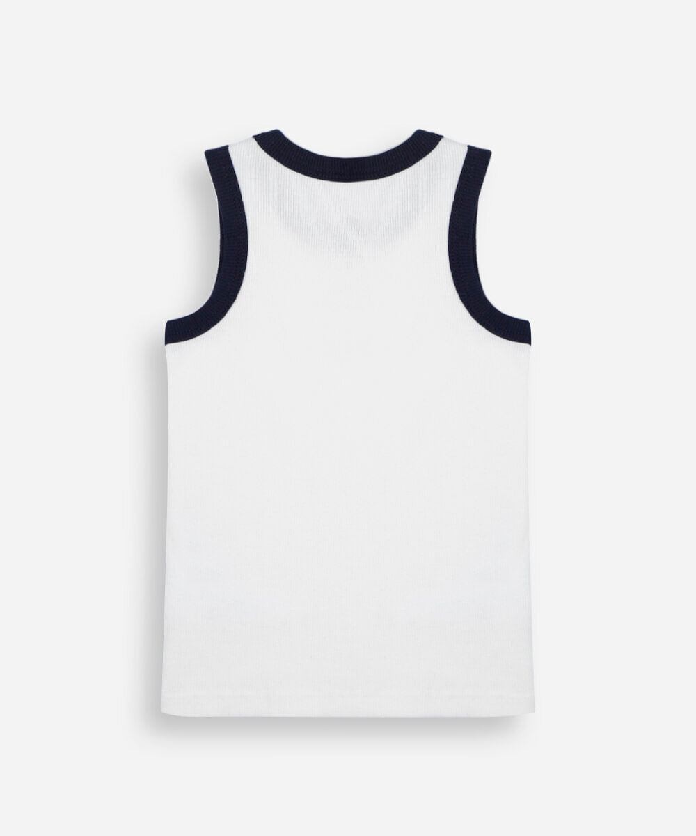 regata infantil de algodão com bordado floral off white
