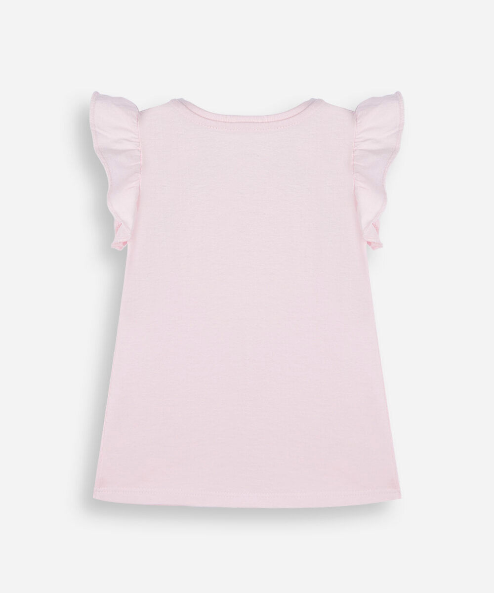 blusa infantil de algodão manga curta princesas rosa