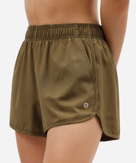 short esportivo feminino com cós elástico verde