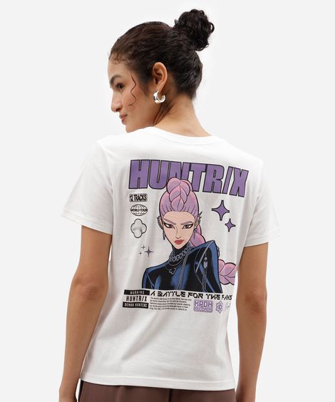 camiseta feminina de algodão manga curta guerreiras do kpop off white