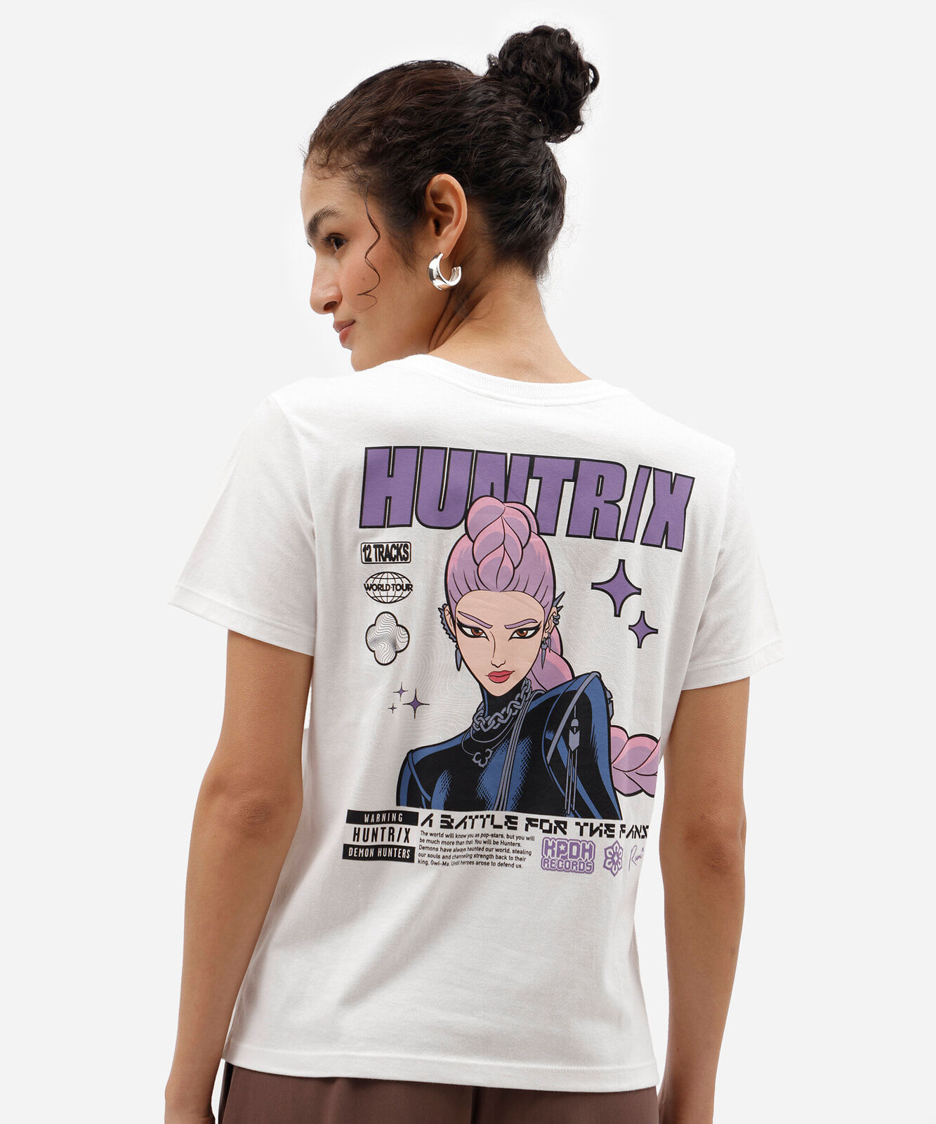 camiseta feminina de algodão manga curta guerreiras do kpop off white