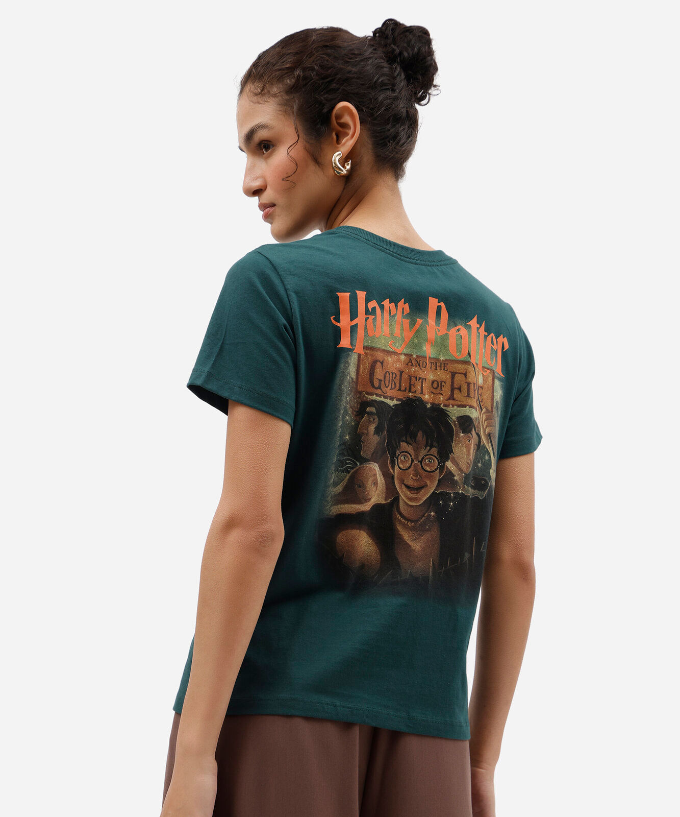 camiseta feminina de algodão manga curta harry potter verde