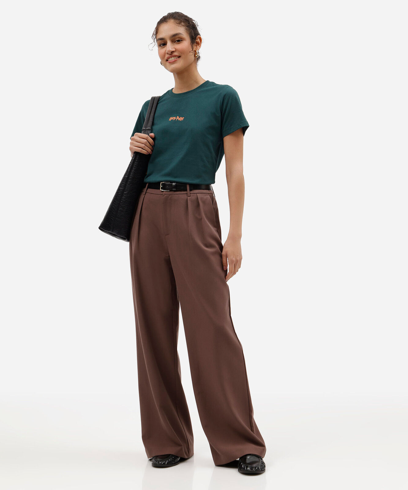 camiseta feminina de algodão manga curta harry potter verde