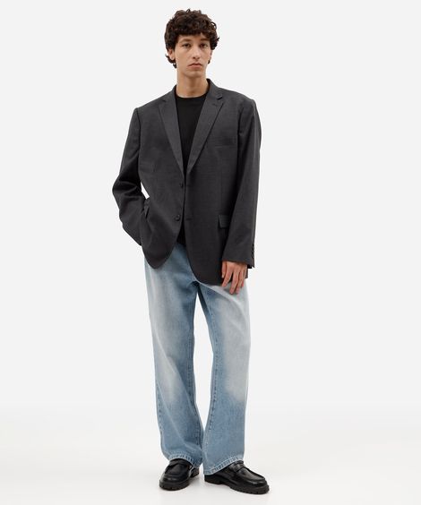 calça wide leg masculina jeans azul