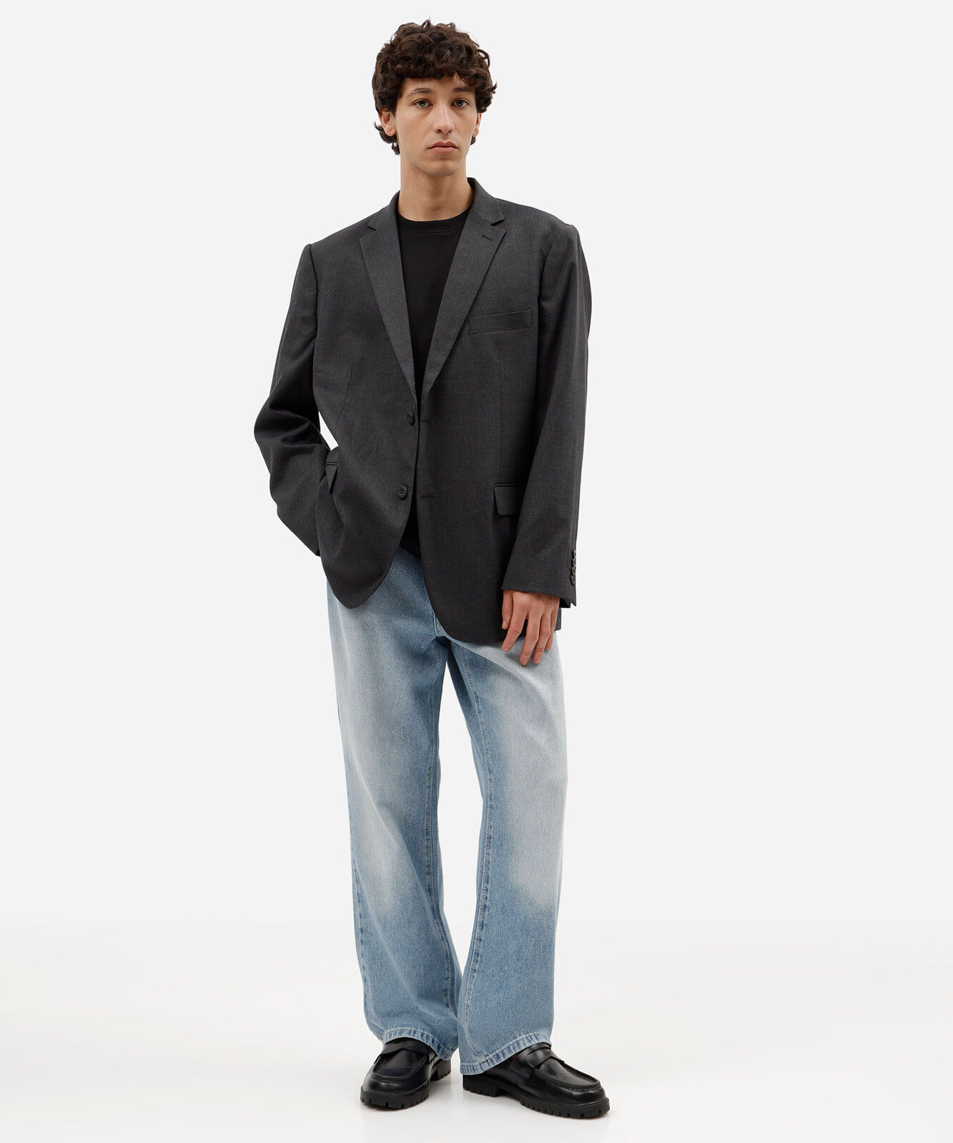 calça wide leg masculina jeans azul