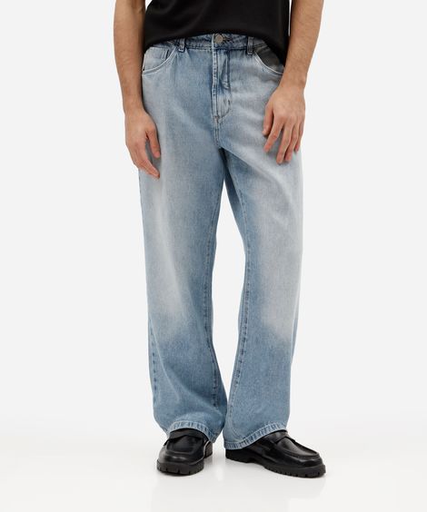 calça wide leg masculina jeans azul