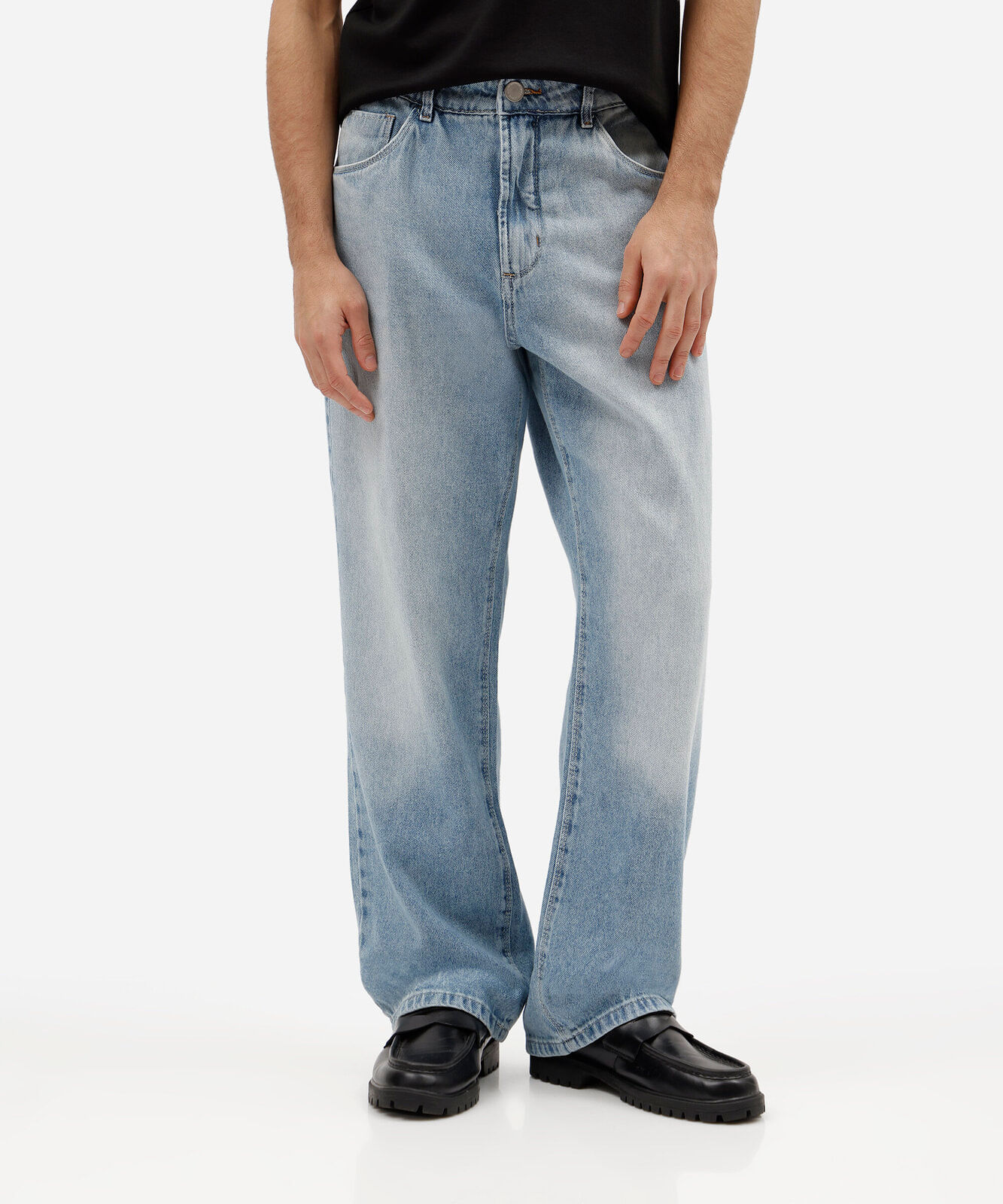 calça wide leg masculina jeans azul