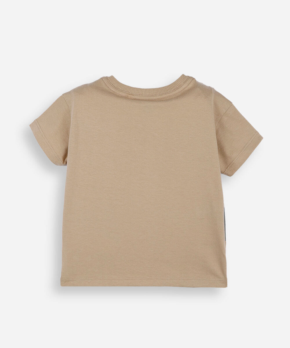 camiseta infantil de algodão manga curta jacaré bege