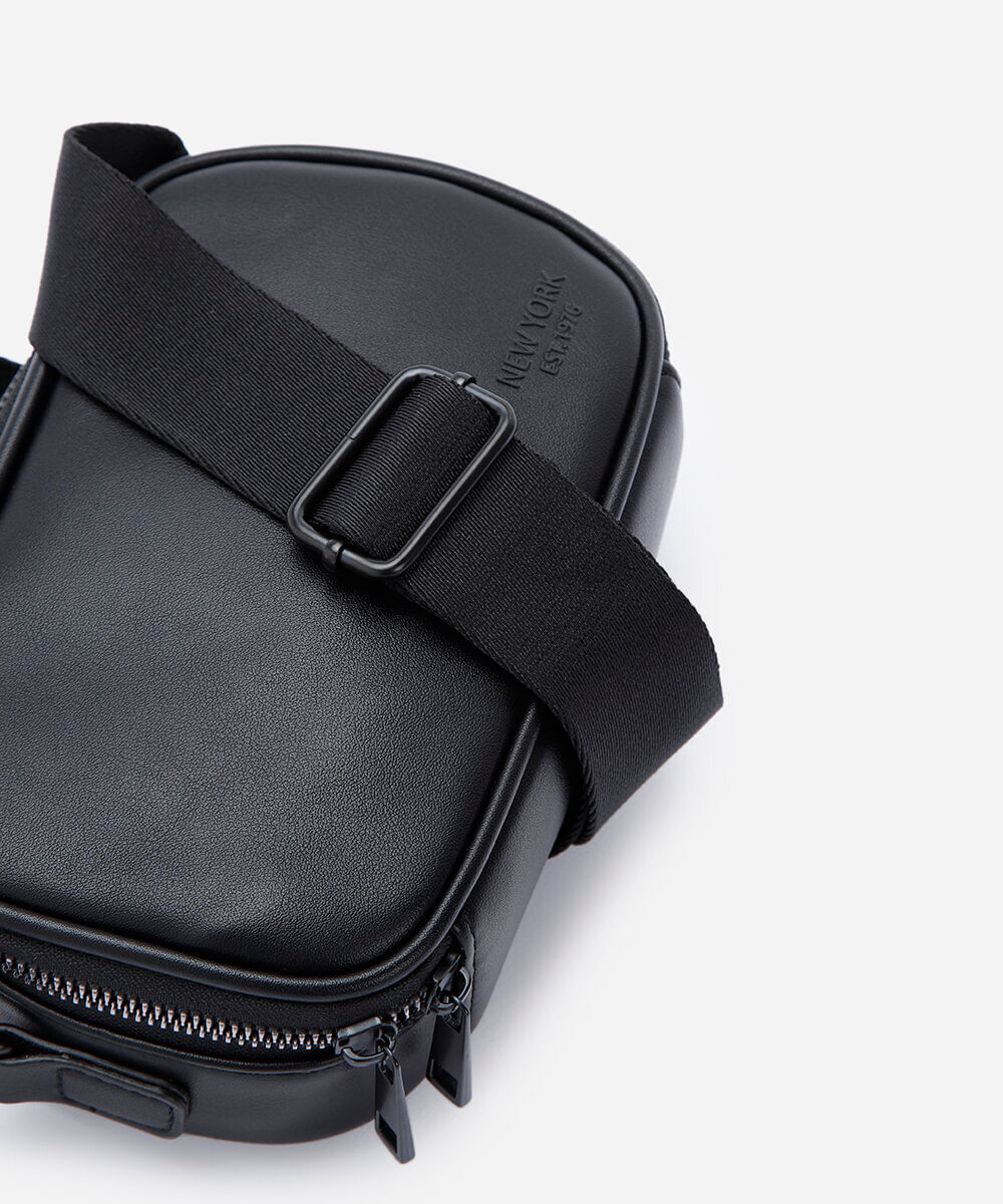 bolsa shoulder bag masculina retangular de pu preta