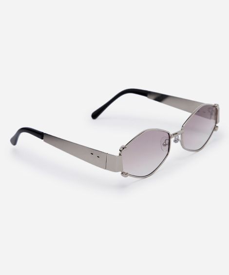 óculos de sol feminino oval de metal triton prata