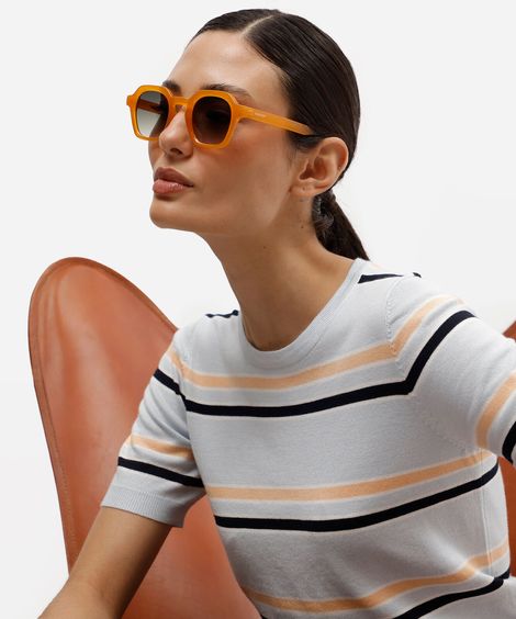 óculos de sol feminino quadrado de acetato triton laranja