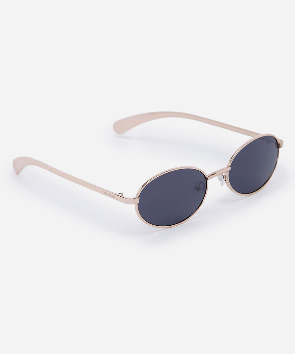 óculos de sol feminino oval de metal triton dourado